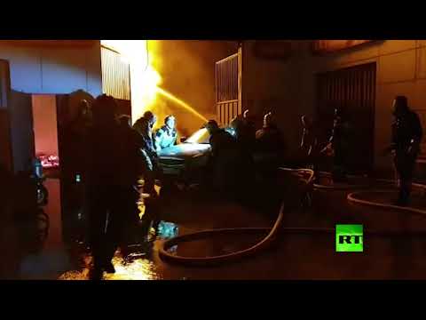 لقطات لمكافحة حريق اندلع في محطة وقود في الشيشان